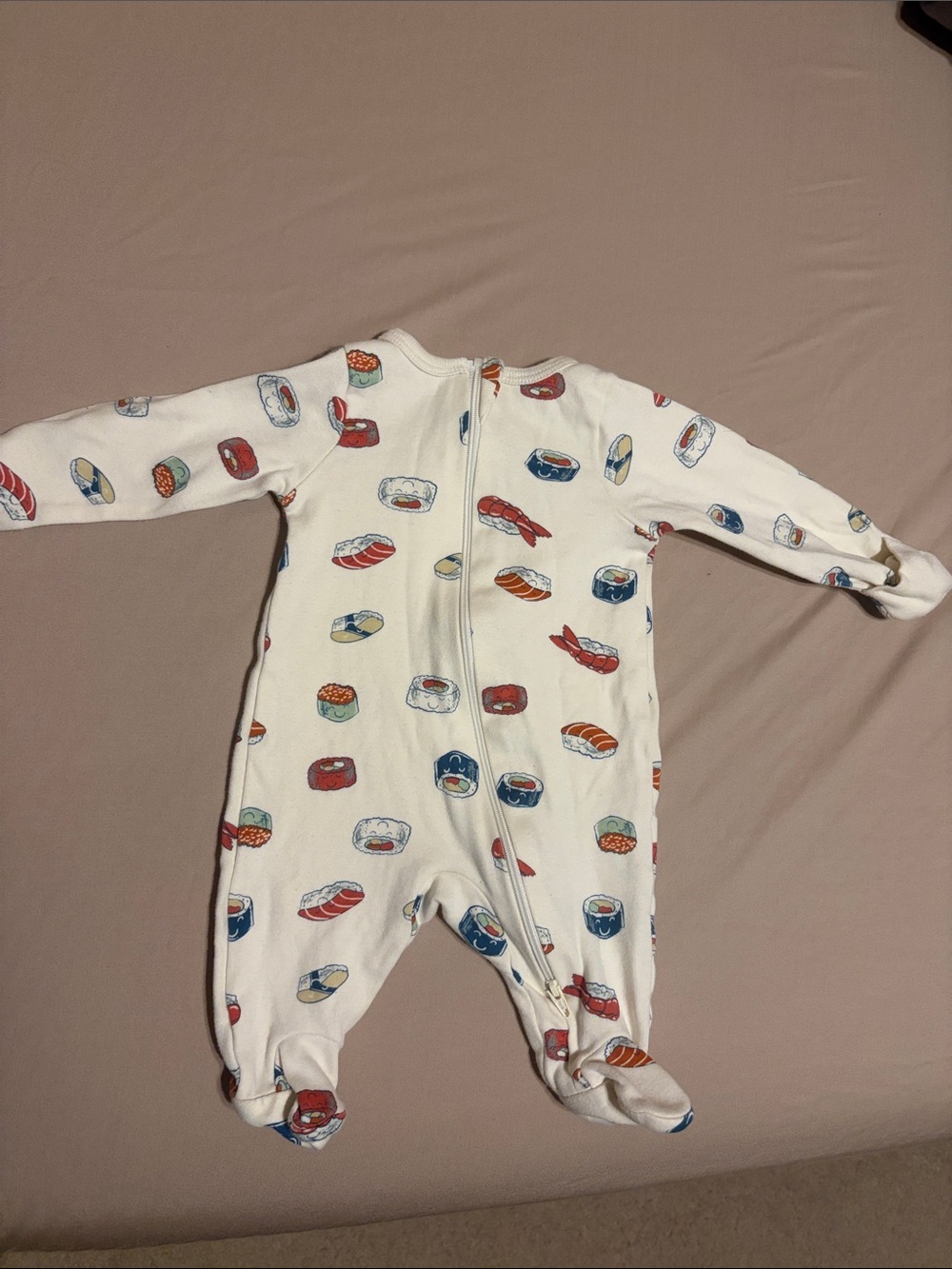 wonder nation White Footed One-Piece with Sushi Print